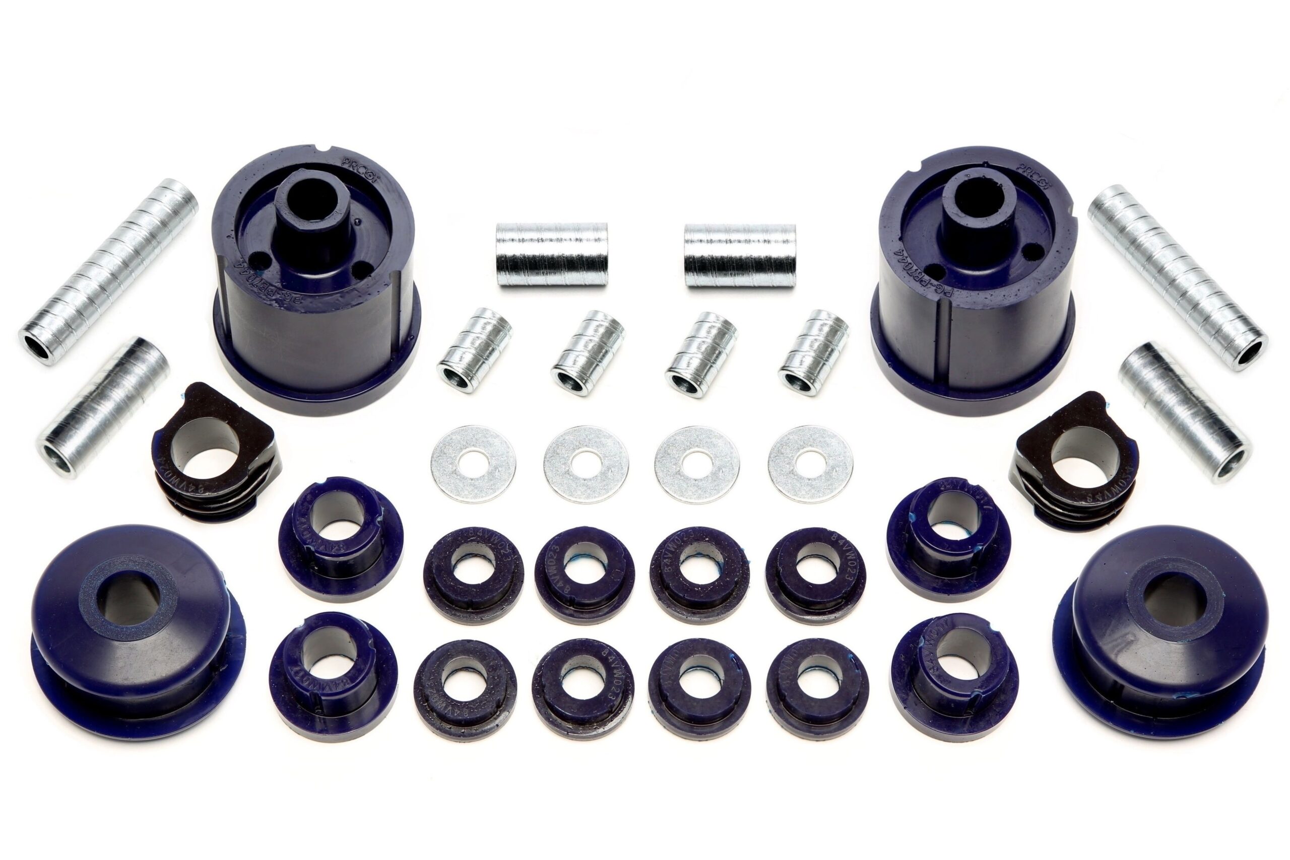 PU-Buchsen Kit 32-teilig / Vorderachse mit 23mm Stabi +Hinterachse / passend für Audi A3 (8L)/ Seat Leon, Toledo II (1M)/ Skoda Octavia (1U)/ VW Bora, Golf IV (1J)/ New Beetle (9C/1C/1Y)