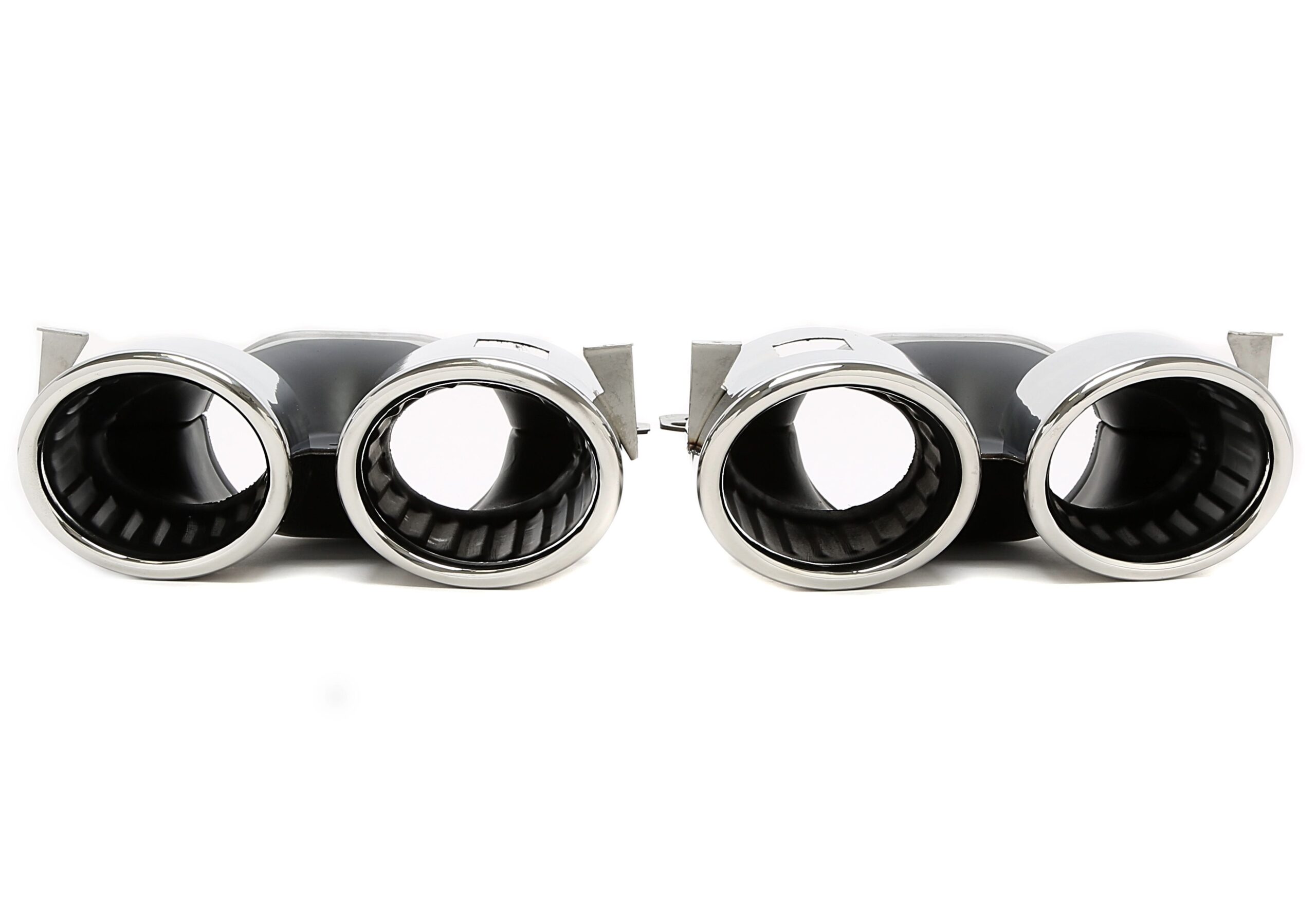 Endrohrblende zum anschrauben "double design" in chrom/glänzend passend für Mercedes Benz A-Klasse (W177) / CLA-Klasse (W118) A45/CLA45