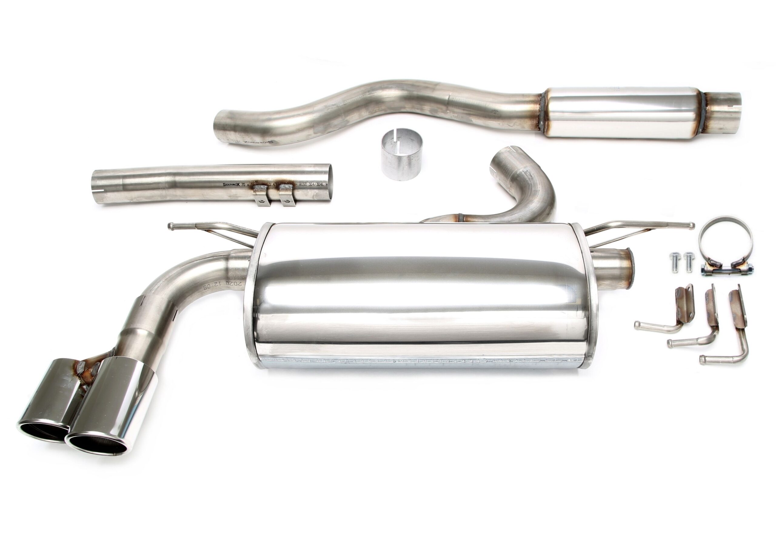 Edelstahlanlage 2x80mm passend für BMW 3er Limo.+Touring 320i Typ F30/F31 / 4er Cabriolet/Coupe/Grand Coupe 420i type F32,F33,F36