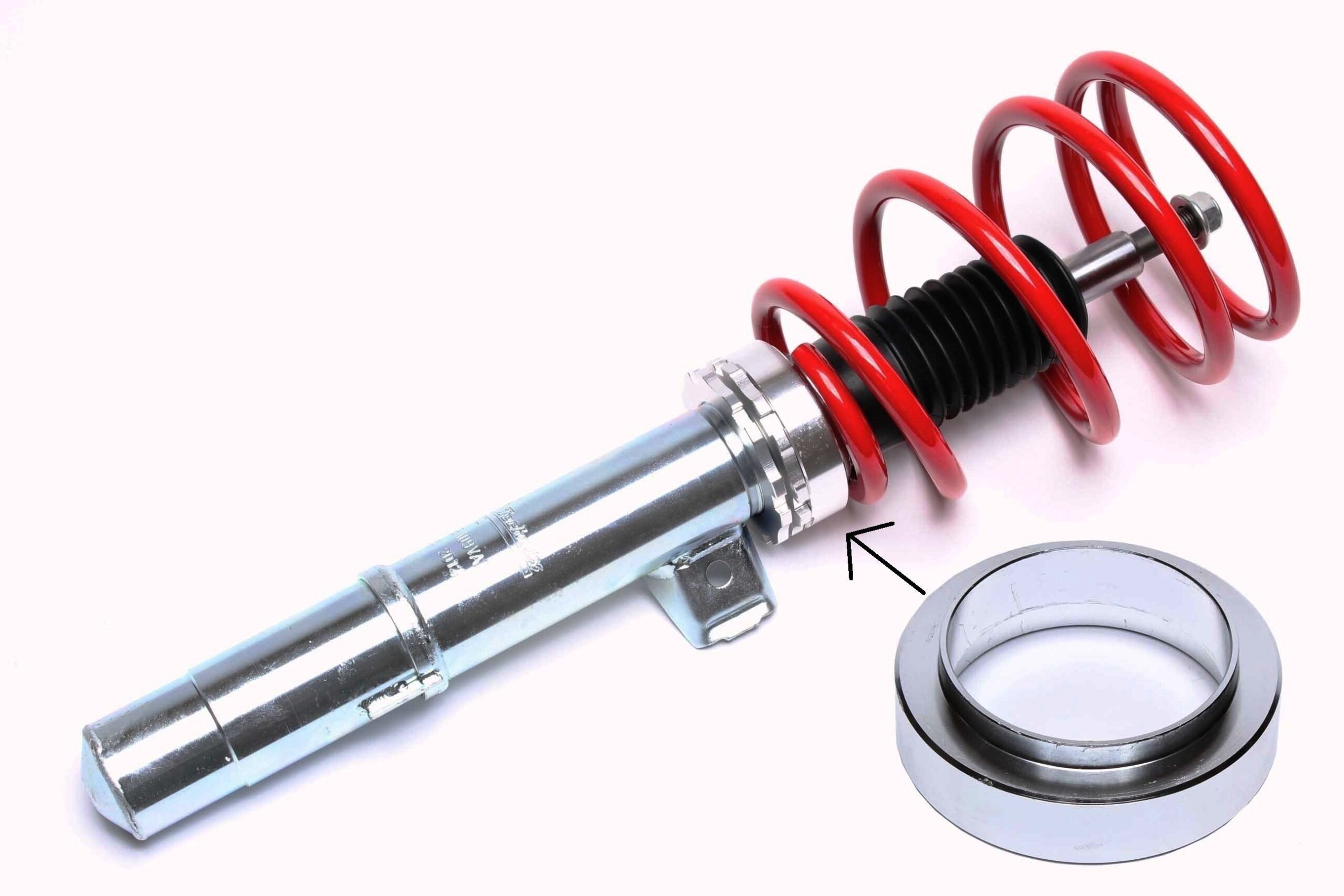 Alu-Adapter zur Höhenregulierung von Gewindefederbeinen mit M52 Verstellring und 61mm Federaufnahme - Höhe 18mm