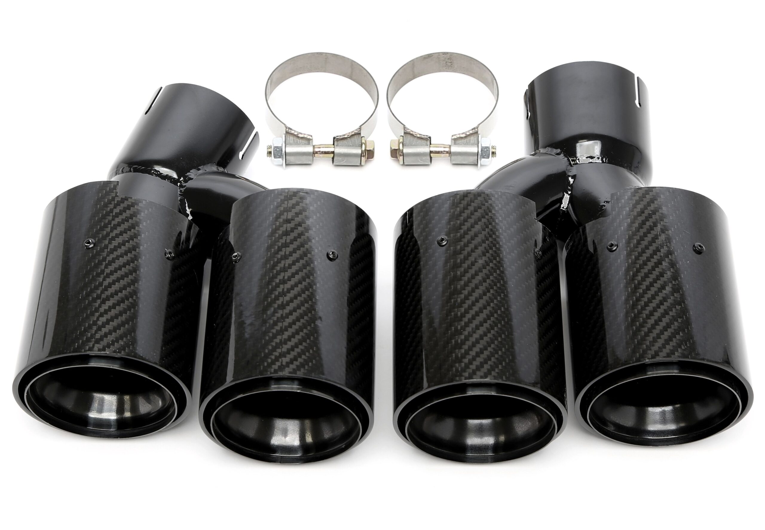 Endrohrblende zum anschrauben "double design" in schwarz/glänzend passend für BMW 5er Serie (G30, G31)