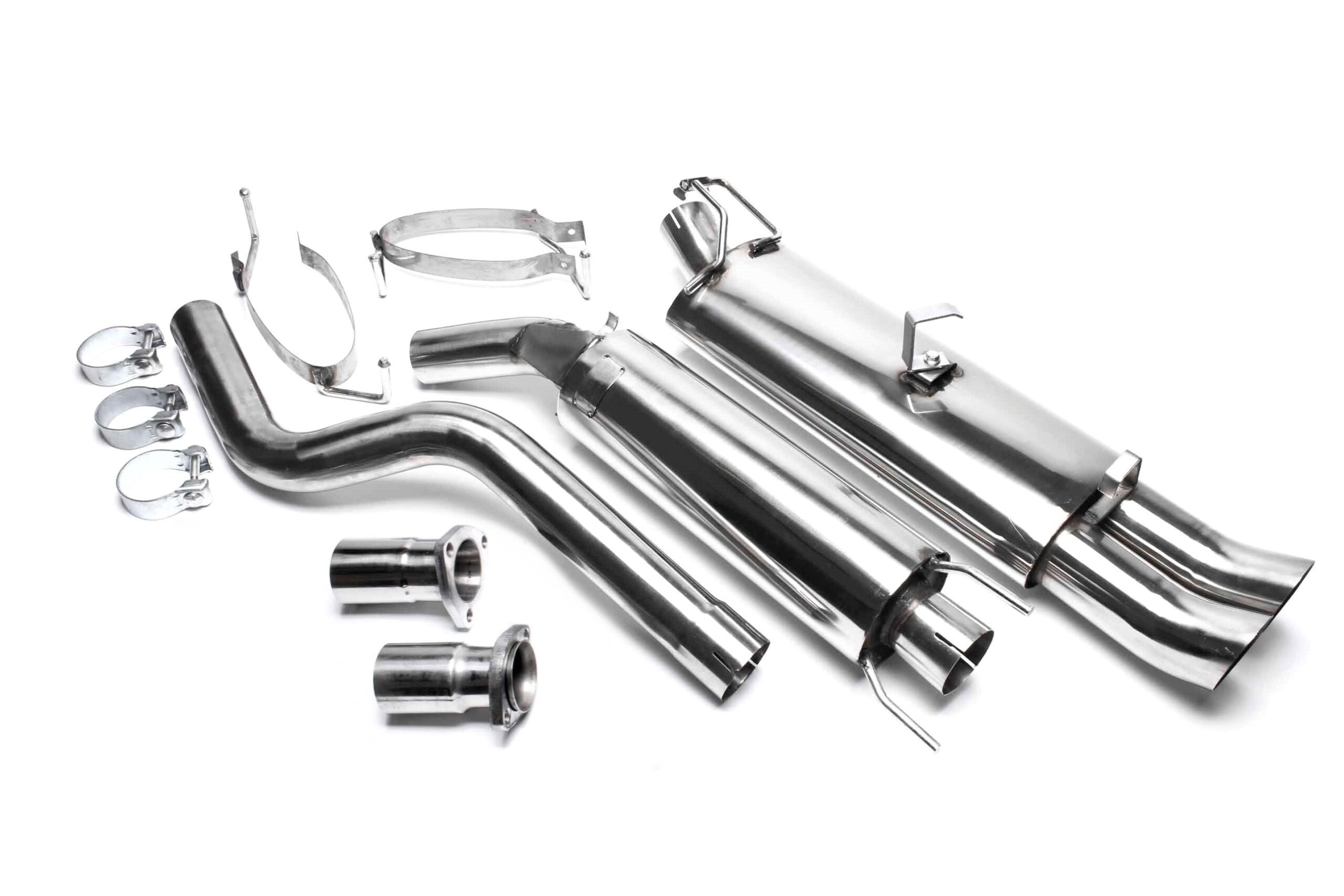 Edelstahlanlage 2x76mm DTM passend für Opel Astra F-CC, Kadett E-CC, Kadett E Cabriolet