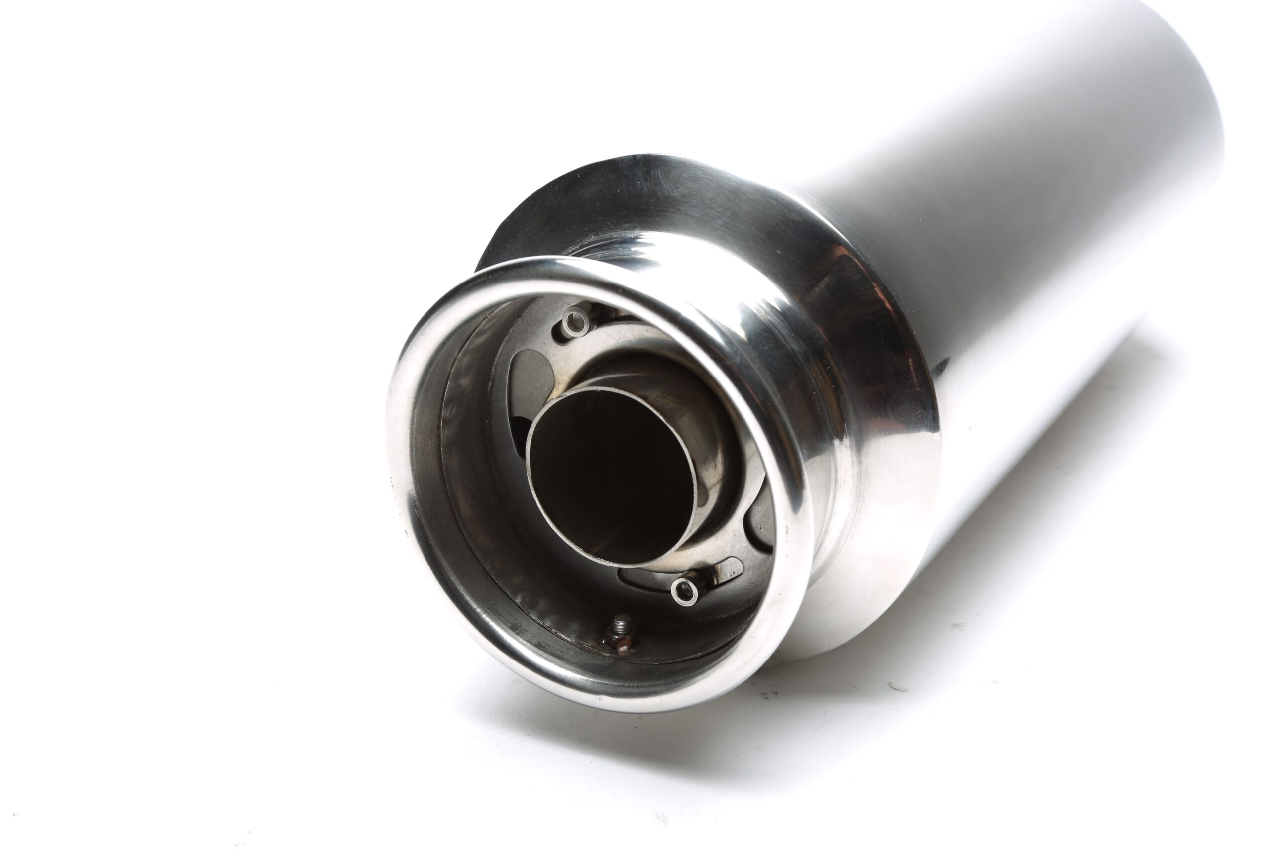 Edelstahl Sportendschalldämpfer universal 115 / 45mm rund / gebördelt / Silencer im Endrohr