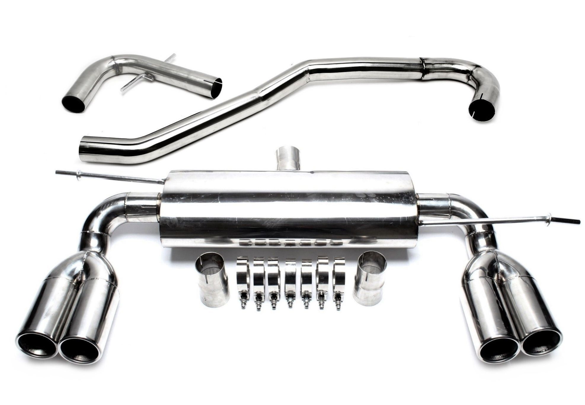 Duplex Edelstahl Rennsportanlage Links +Rechts 2x76mm passend für Audi A3 8P / VW Golf V 1K / Golf Plus 1KP