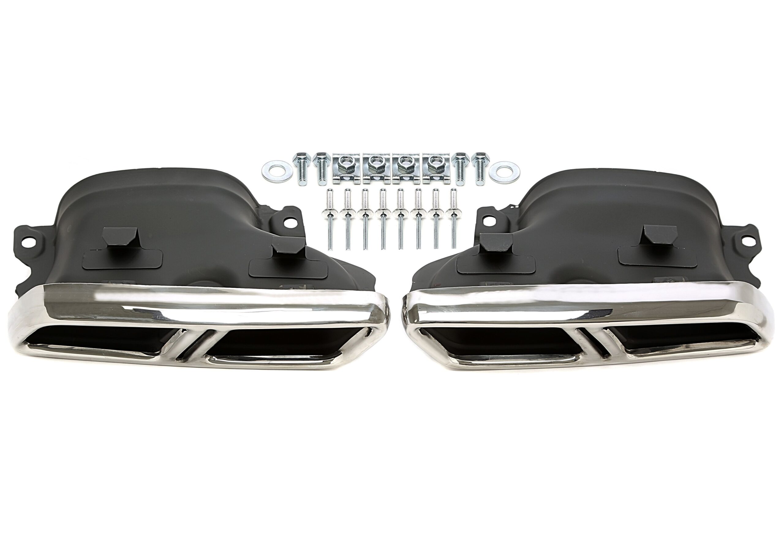Endrohrblende zum anschrauben "double design whole" in chrom/glänzend passend für Mercedes Benz C-Klasse (W205) / GLC-Klasse (X/C253)