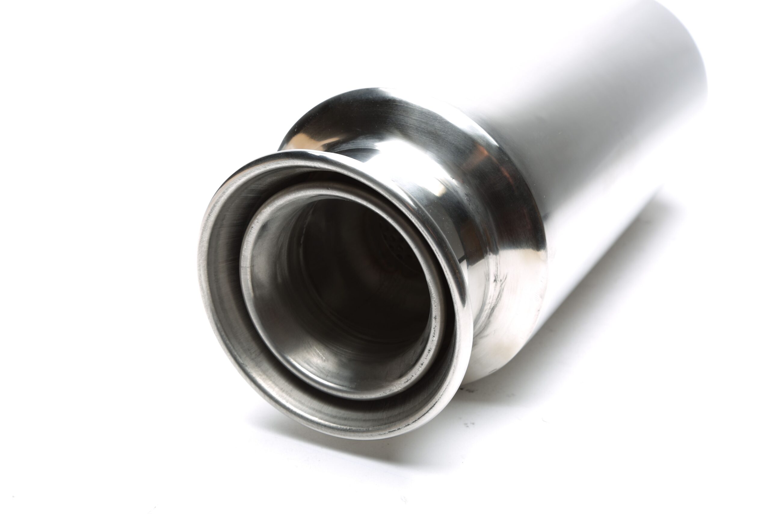 Edelstahl Sportendschalldämpfer universal 125 / 95mm rund / gebördelt