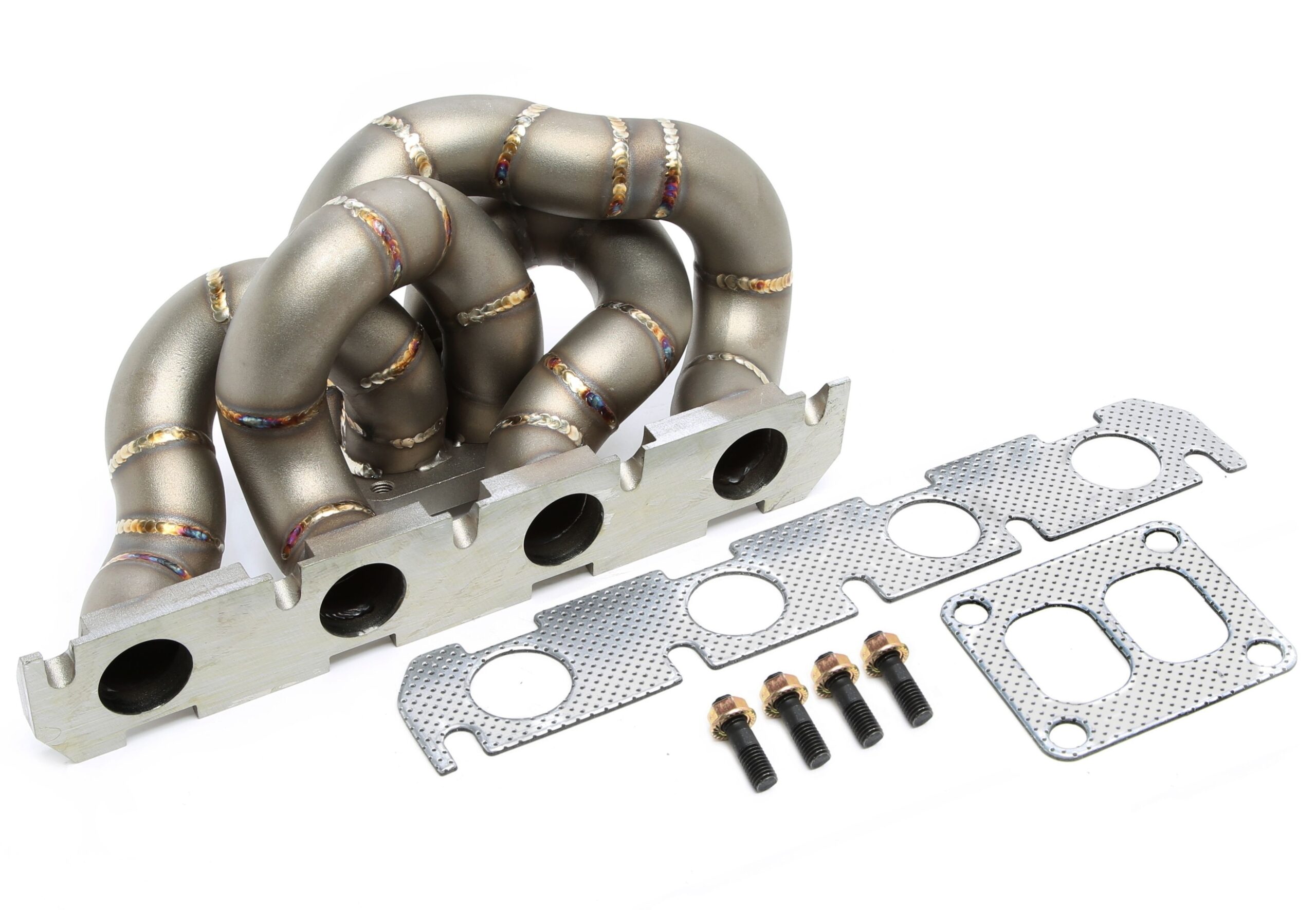 Turbokrümmer/Stossaufladungskrümmer Edelstahl mit T4 Flansch passend für Audi/Seat Skoda/VW Motoren (MQB) EA113 / EA888 mit 2.0l TFSI/TSI mit Motoren