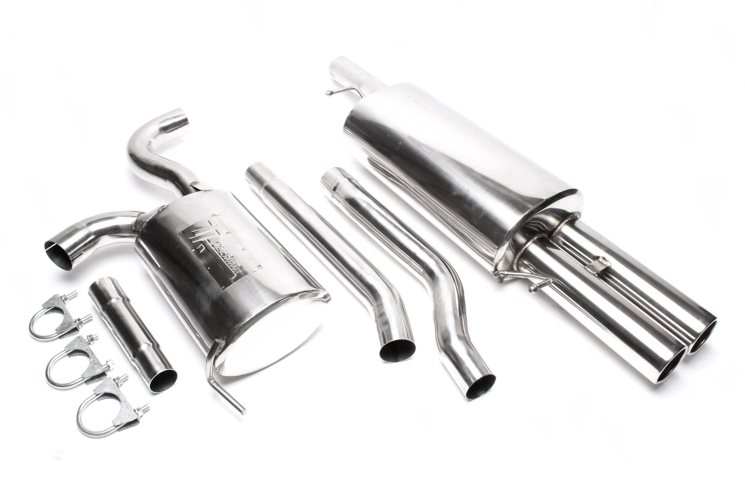 Edelstahlanlage 2x76mm passend für VW Passat Limousine + Variant, Typ 3B/3BG