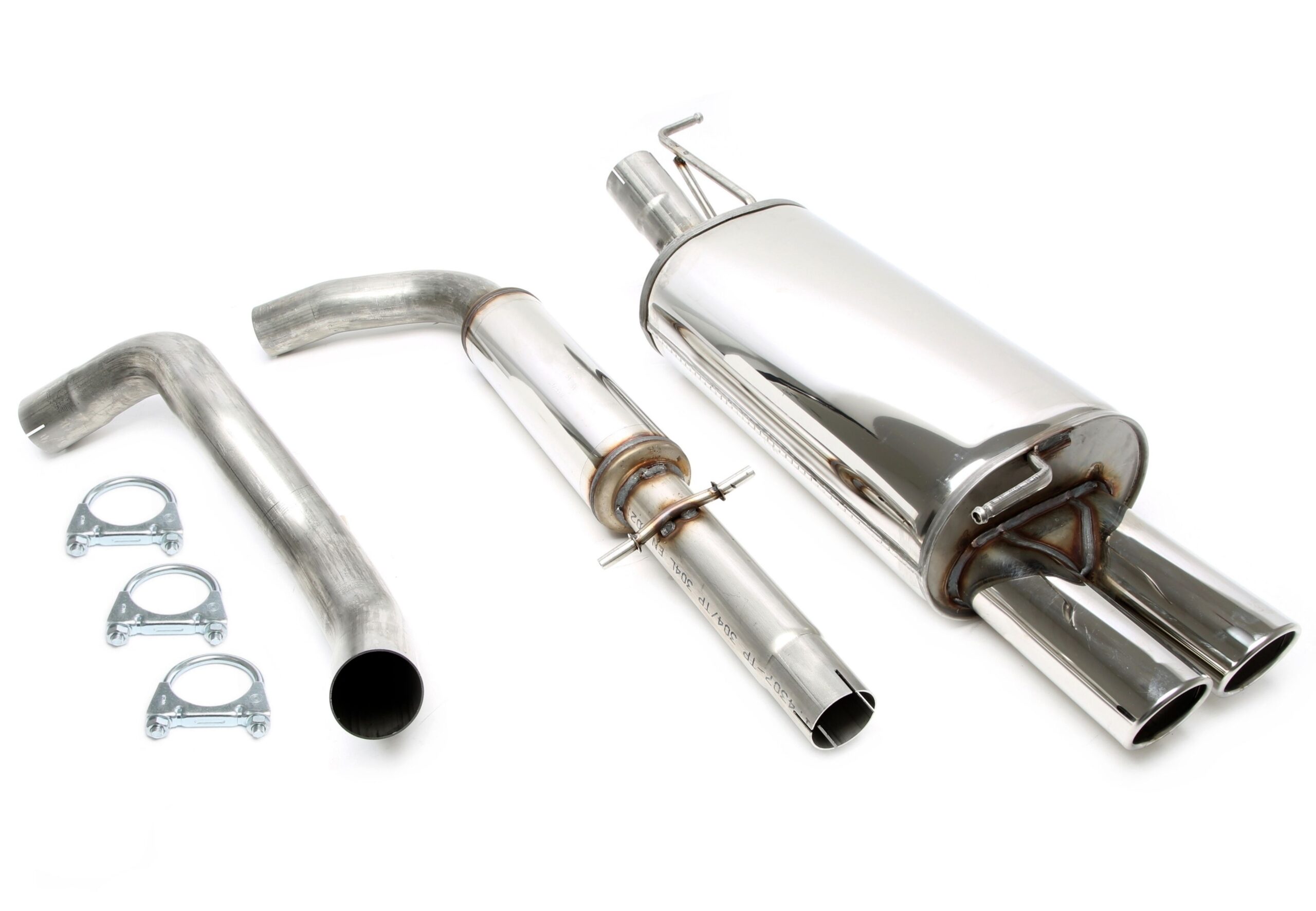 Edelstahlanlage 2x80mm passend für Audi A3 Typ 8L / VW Golf IV Typ 1J / New Beetle Typ 1C,9C