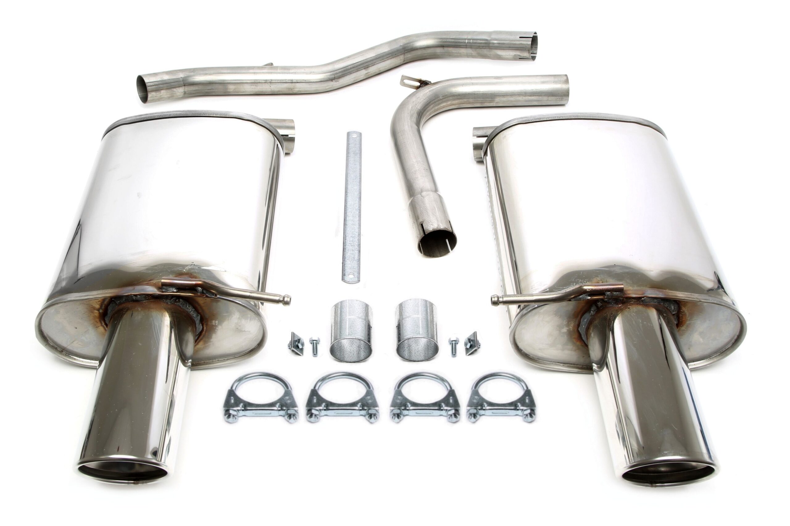Duplex Edelstahlanlage 1x100mm Links+Rechts passend für Audi A4 Limo.+Avant Typ 8E-B6 / A4 Cabriolet Typ 8H-B6/B7