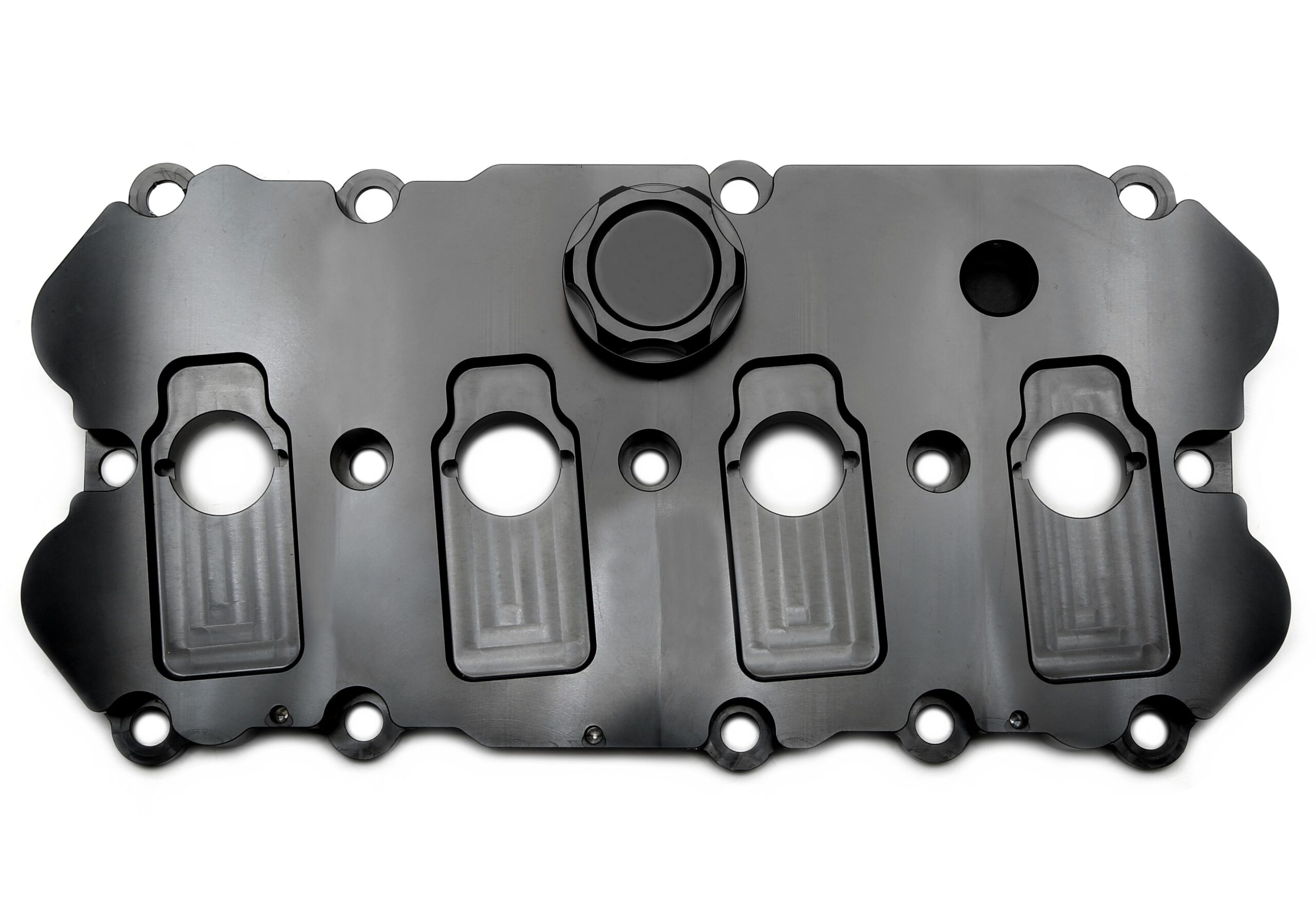Alu gefräster Ventildeckel in schwarz passend für Audi / Seat / Skoda / VW der MQB-Plattform (EA113)
