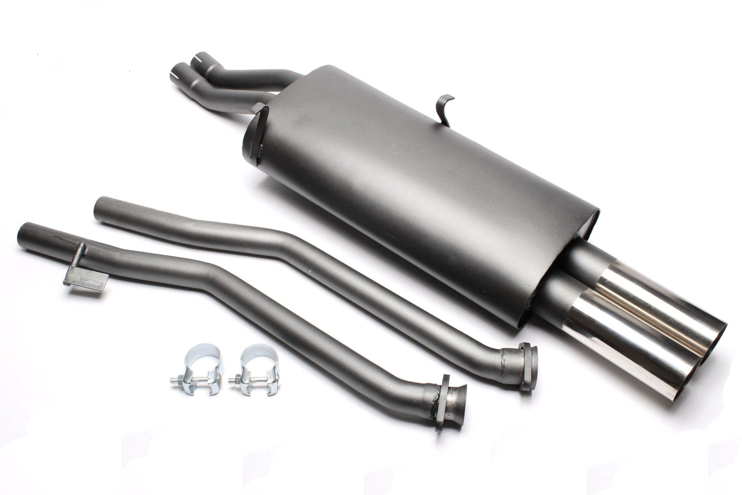 Sportendschalldämpfer 2x76mm passend für BMW 3er Serie E30 Limousine, -Cabriolet, -Touring