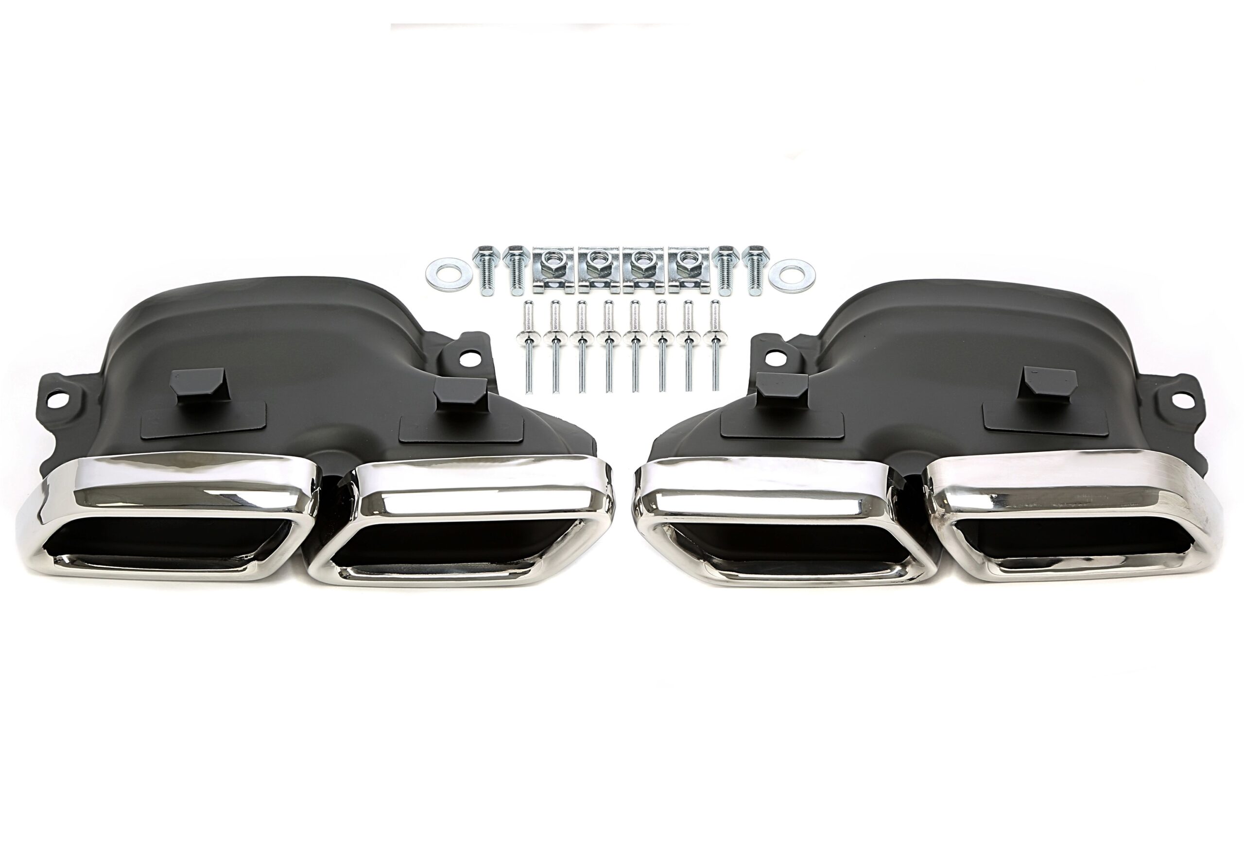Endrohrblende zum anschrauben "double design" in chrom/glänzend passend für Mercedes Benz C-Klasse (W205) / GLC-Klasse (X/C253)