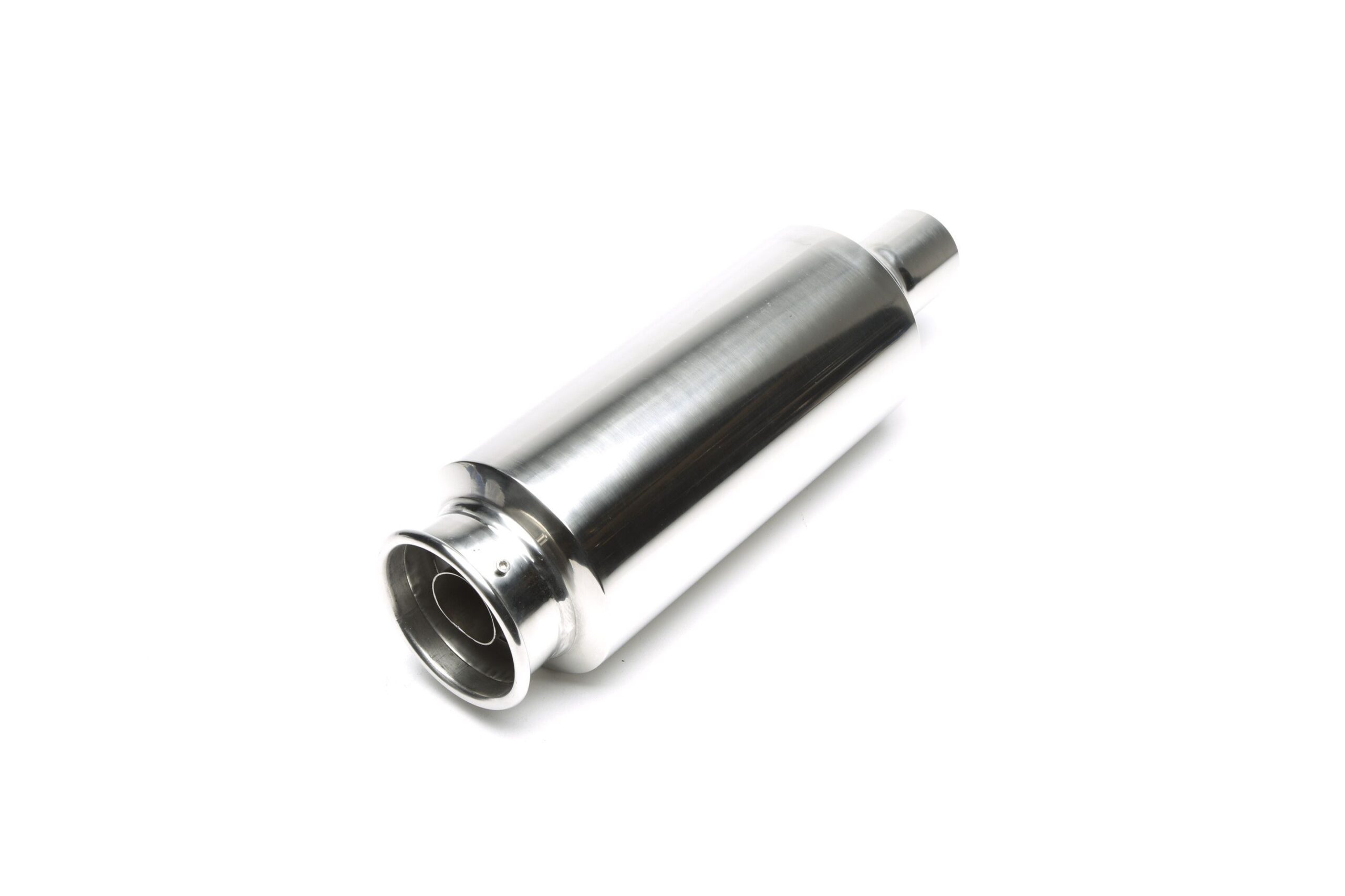 Edelstahl Sportendschalldämpfer universal 115 / 45mm rund / gebördelt / Silencer im Endrohr