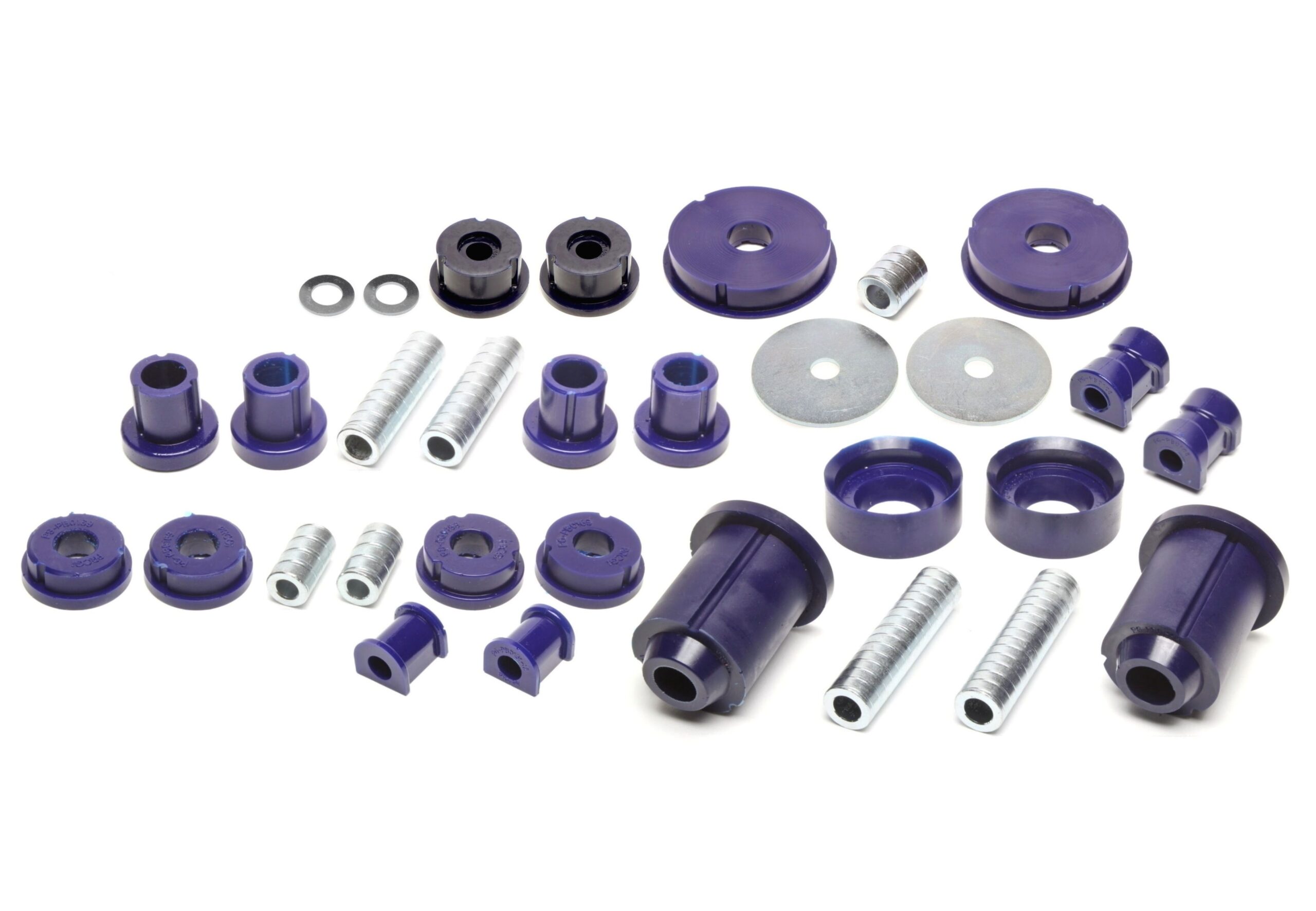 PU-Buchsen Kit 37-teilig / Vorderachse+Hinterachse / Vorderachse mit Ø 21mm Stabi / Hinterachse mit Ø 16mm Stabi / passend für BMW 3er Serie E30