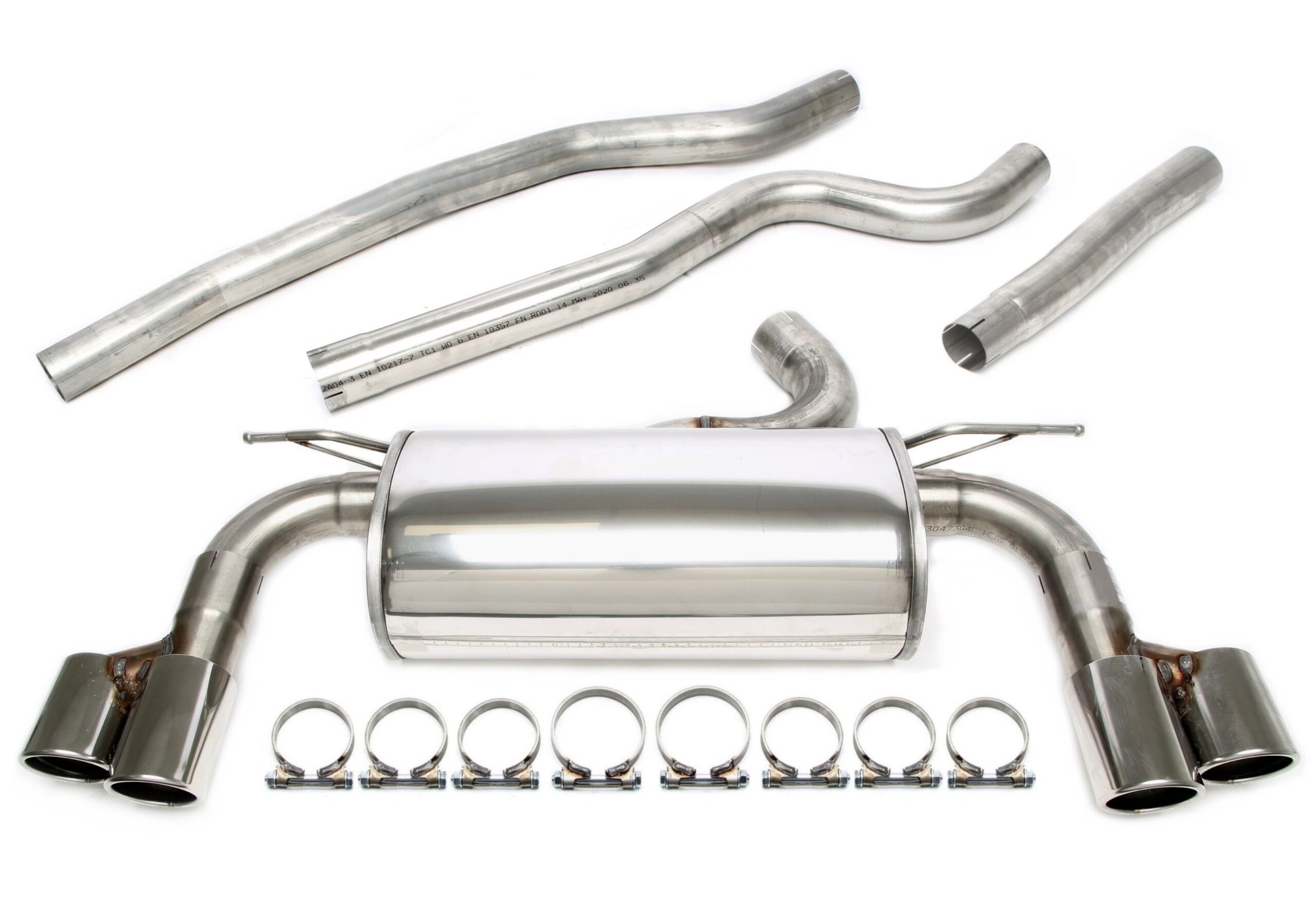 Duplex Edelstahlanlage 2x80mm Links+Rechts passend für BMW 3er Limo.+Touring 320i Typ F30,F31 / 4er Cabriolet/Coupe/Gran Coupe 420i Typ F32,F33,F36