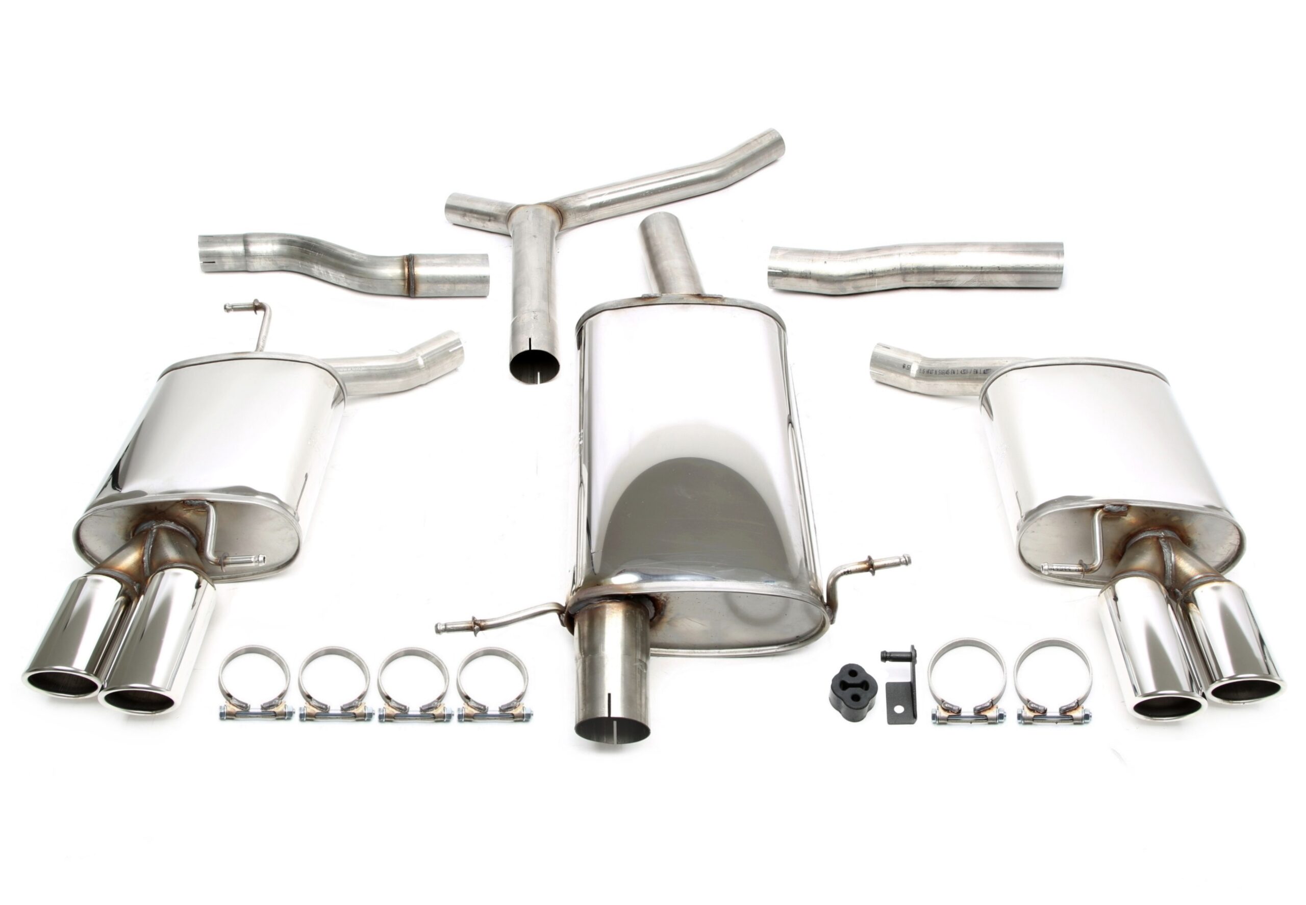 Duplex Edelstahlanlage 2x80mm passend für Audi A4/A5 B8 1.8T 2WD + A4/A5 B8 2.0T Quattro