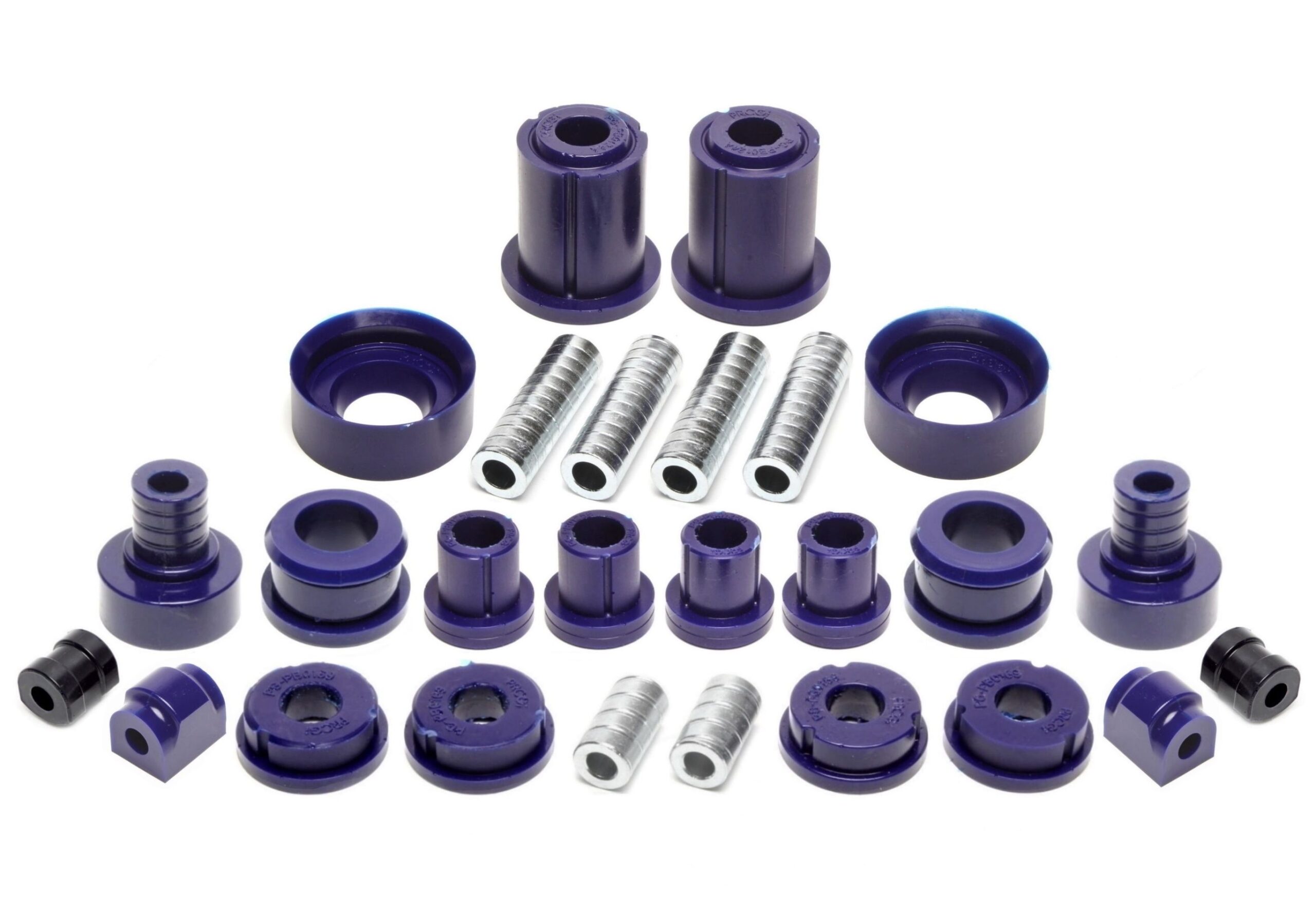 PU-Buchsen Kit 32-teilig / Vorderachse+Hinterachse / Vorderachse mit Ø 23mm Stabi / M3 Exzenter / Hinterachse mit Ø 18mm Stabi / passend für BMW Z3 Roadster/Coupe Serie E36