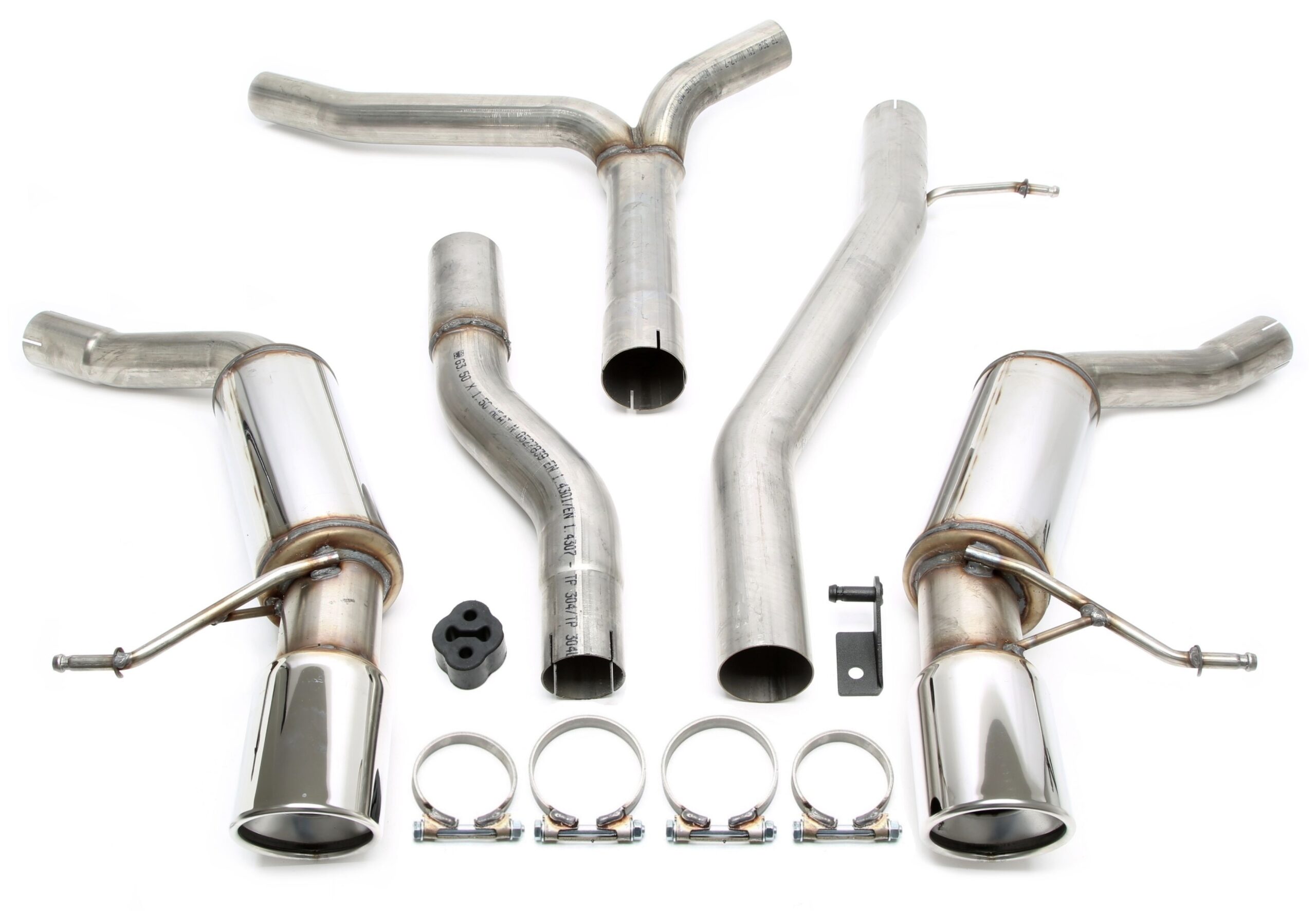 Duplex Edelstahlanlage 1x100mm Links+Rechts passend für Audi A4 Limo.+Avant Typ 8K-B8 / A5 Typ 8T-B8 / A5 Cabriolet Typ 8F-B8