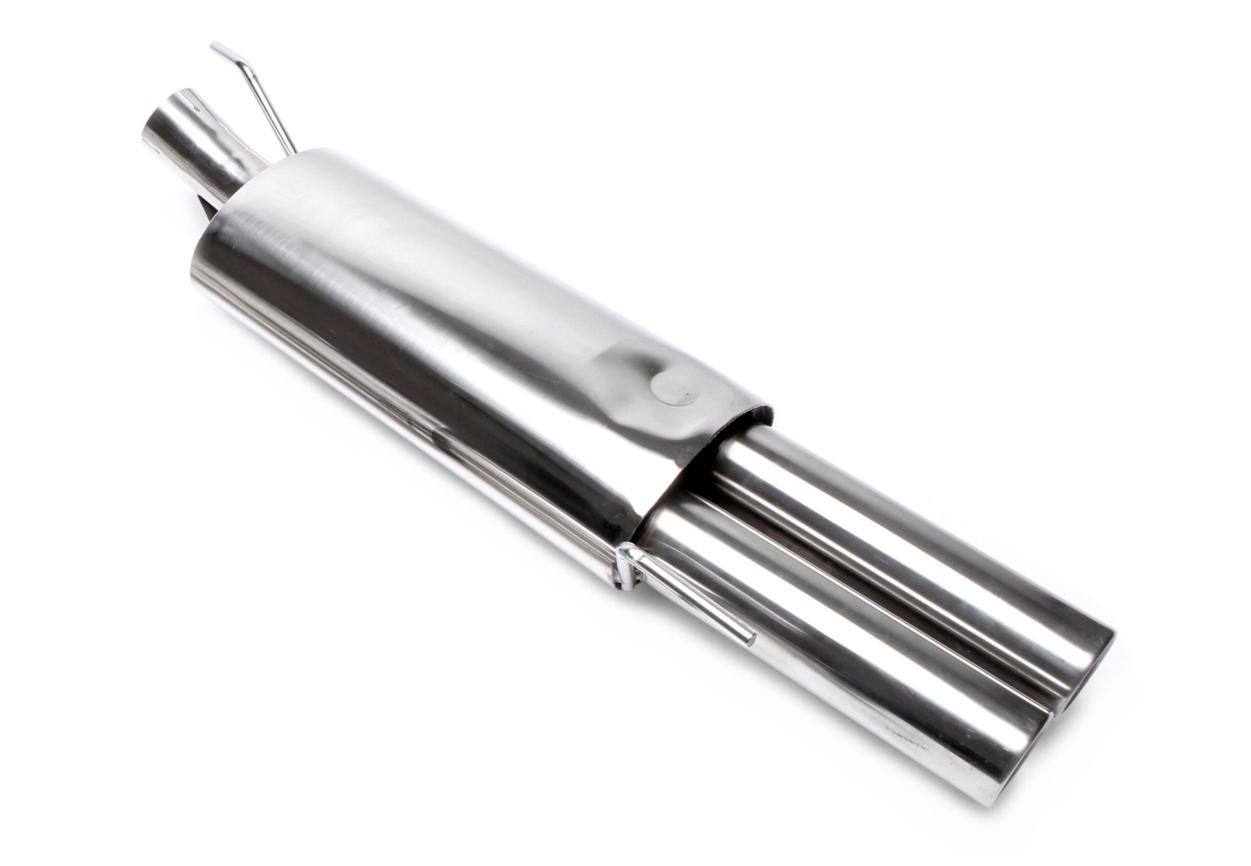 Endschalldämpfer 2x76mm rund/gebördelt aus Edelstahlanlage EVOG3A-xx