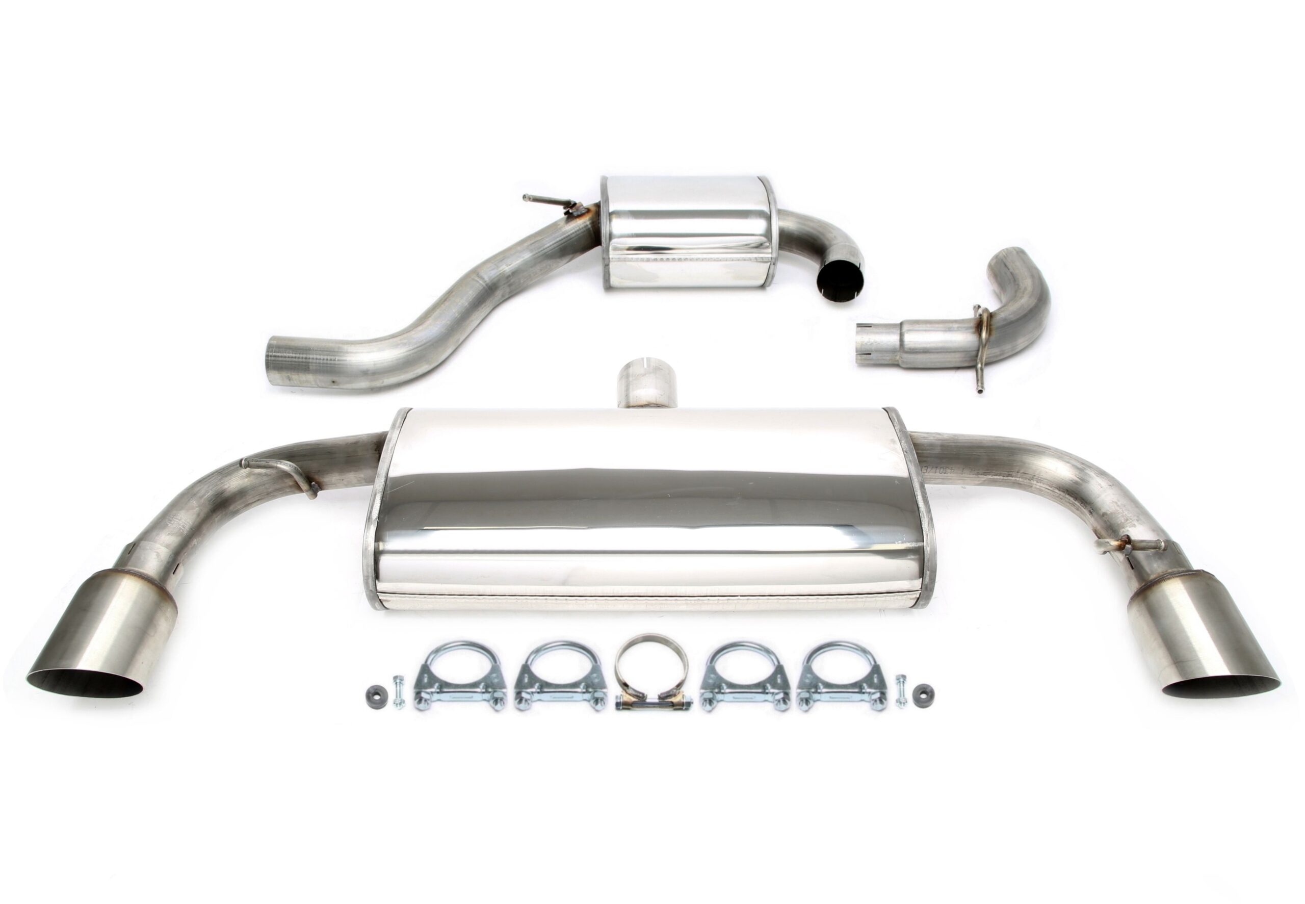 Duplex Edelstahlanlage 1x100mm scharf passend für VW Golf VI GTI