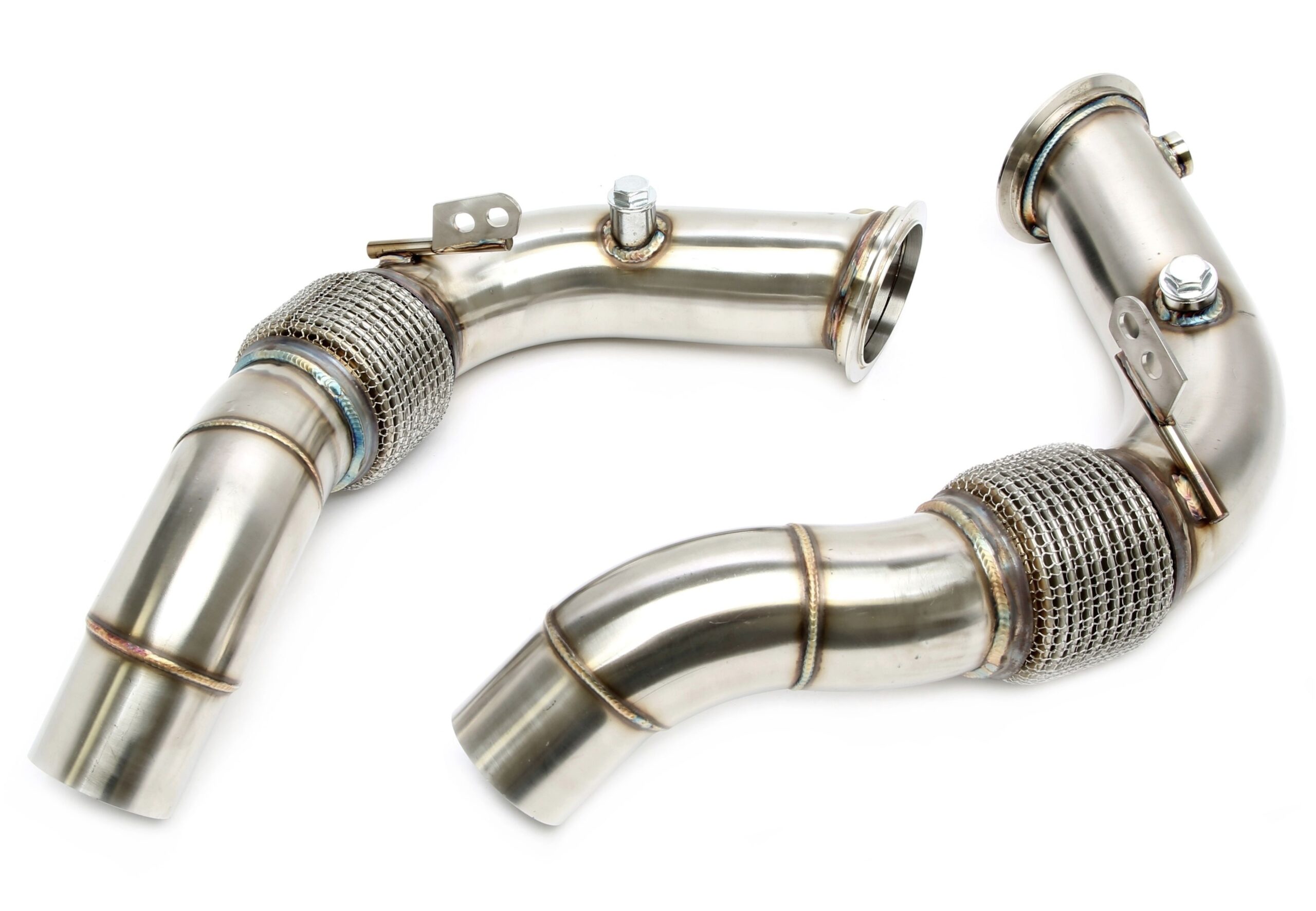 Downpipe ohne Katalysator mit Flexrohr passend für BMW 5er Serie M5 Typ F10, 6er Serie M6 Typ F12/F13/F06 - Motorcode S63 B44