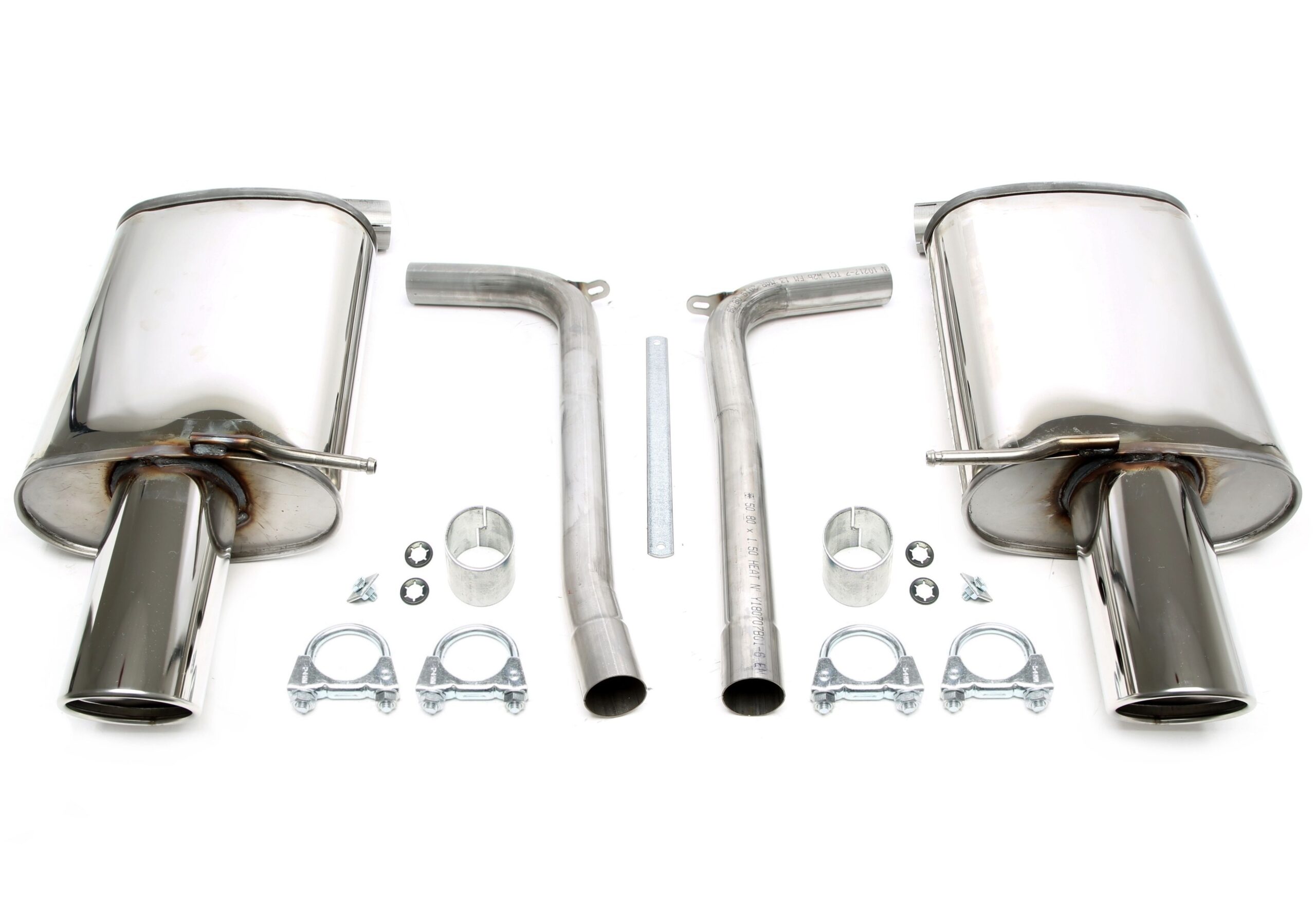 Duplex Edelstahlanlage 1x100mm Links+Rechts passend für Audi A4 Quattro Limo.+Avant Typ 8E-B6
