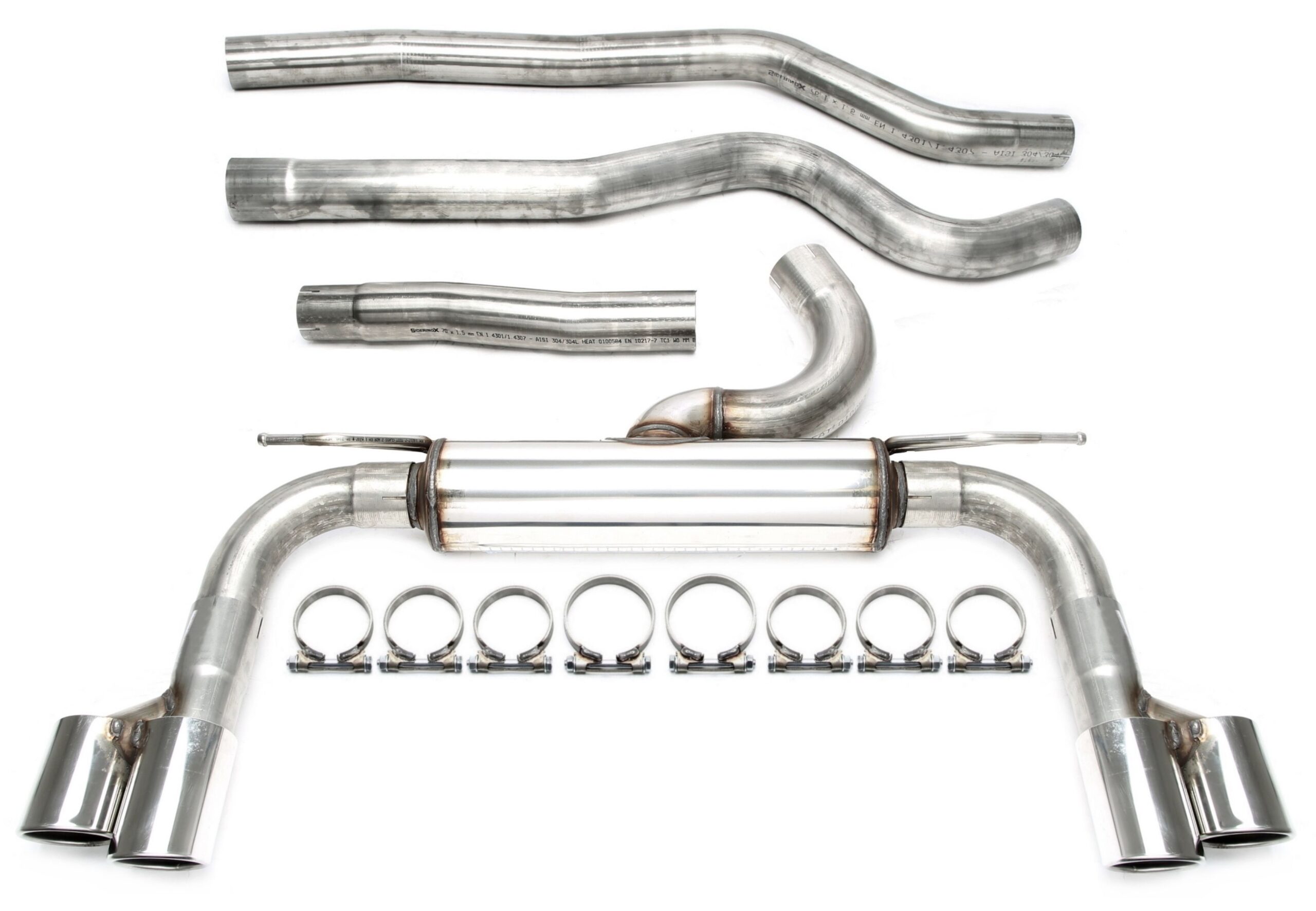 Duplex Edelstahlanlage 2x80mm Links+Rechts passend für BMW 3er Limo.+Touring Diesel Typ F30,F31 / 4er Cabriolet/Coupe/Gran Coupe 420d Typ F32,F33,F36