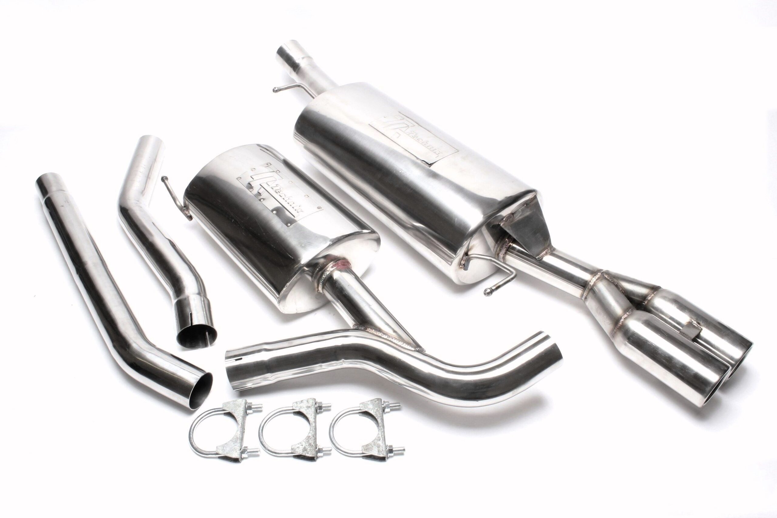 Edelstahlanlage 2x76mm rund/gebördelt passend für Audi A6 1.8T/1.9TDI/2.0, Limousine, -Avant, Typ 4B
