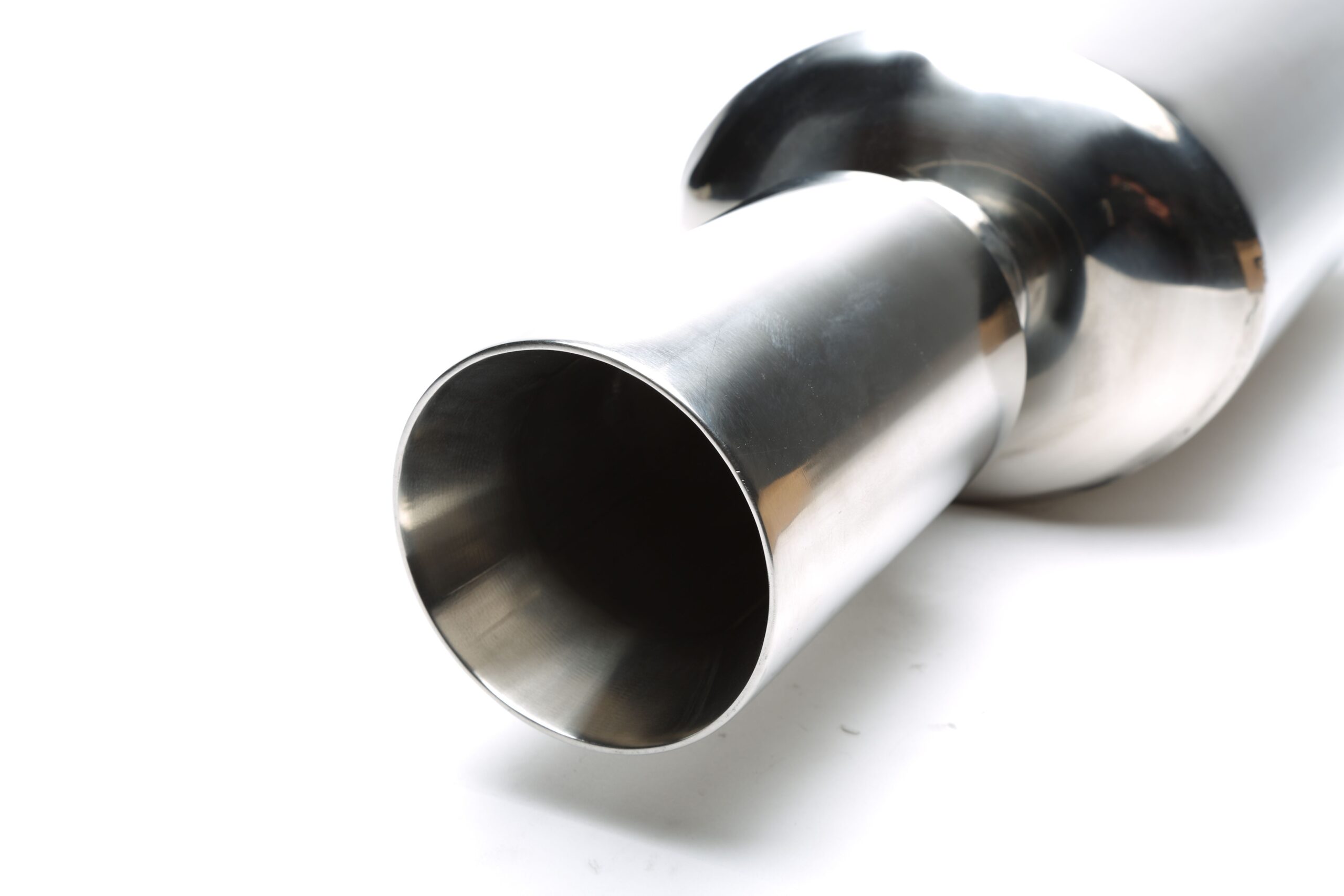 Edelstahl Sportendschalldämpfer universal 100mm rund / glatt / nach innen gezogen