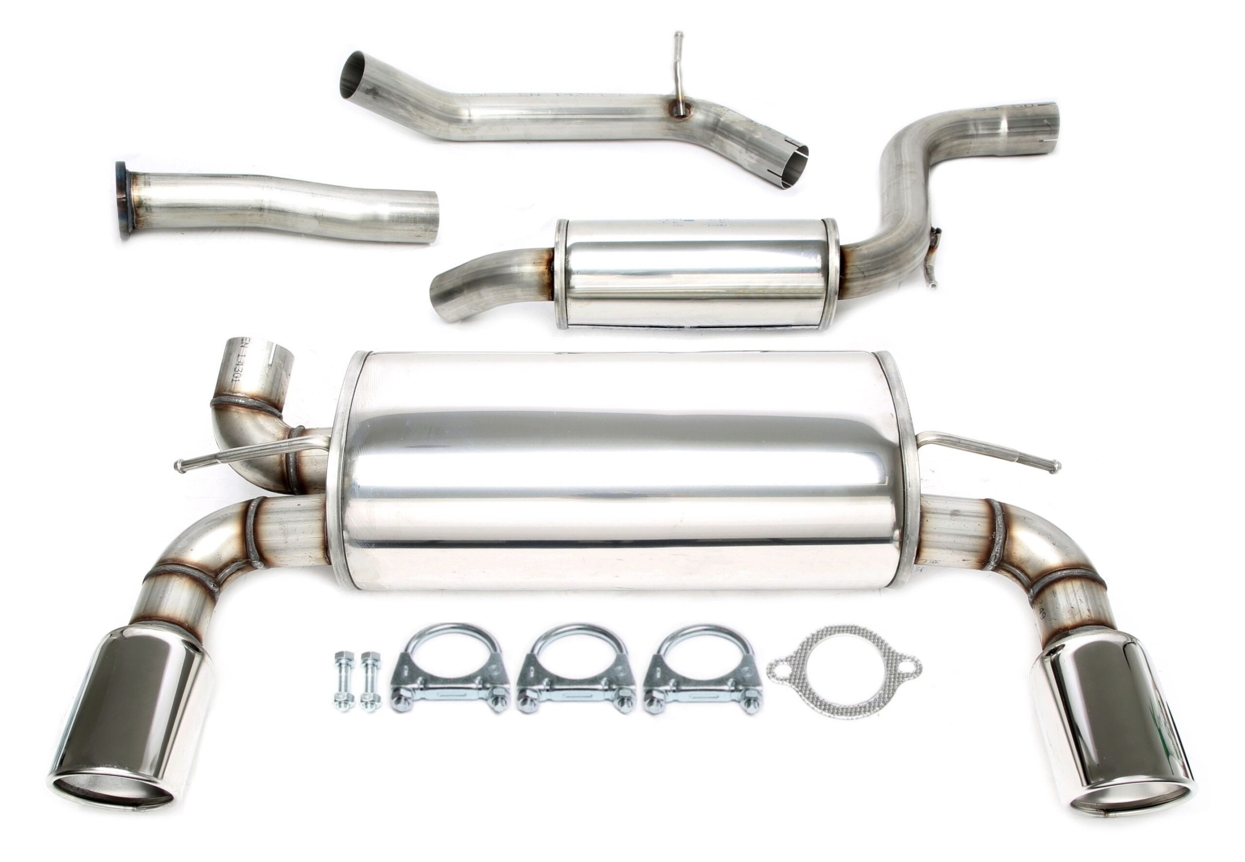 Duplex Edelstahlanlage 1x100mm Links+Rechts passend für Volvo C30 T5 Facelift Typ M