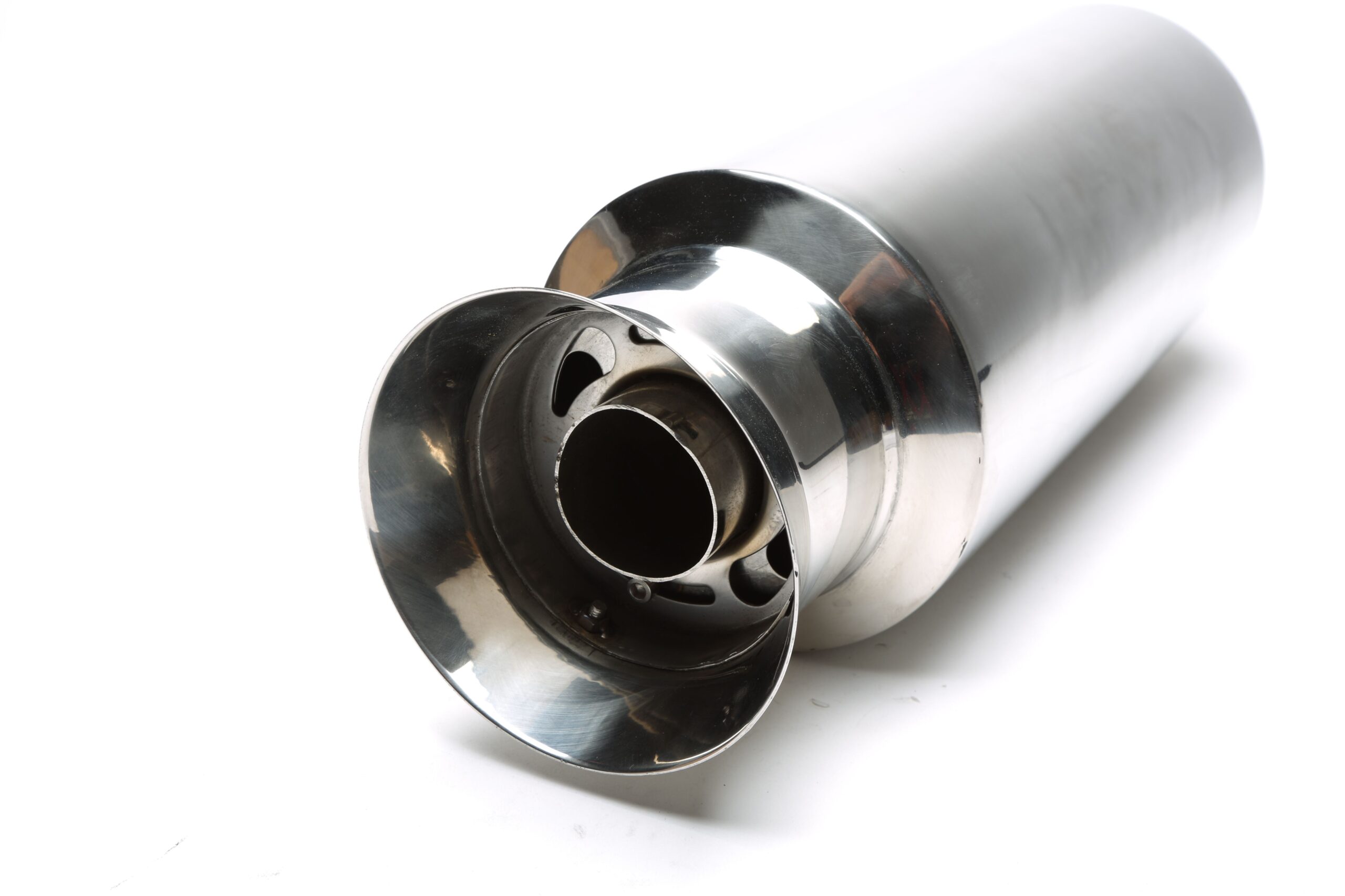 Edelstahl Sportendschalldämpfer universal 125/100 /45mm rund / glatt / Silencer im Endrohr