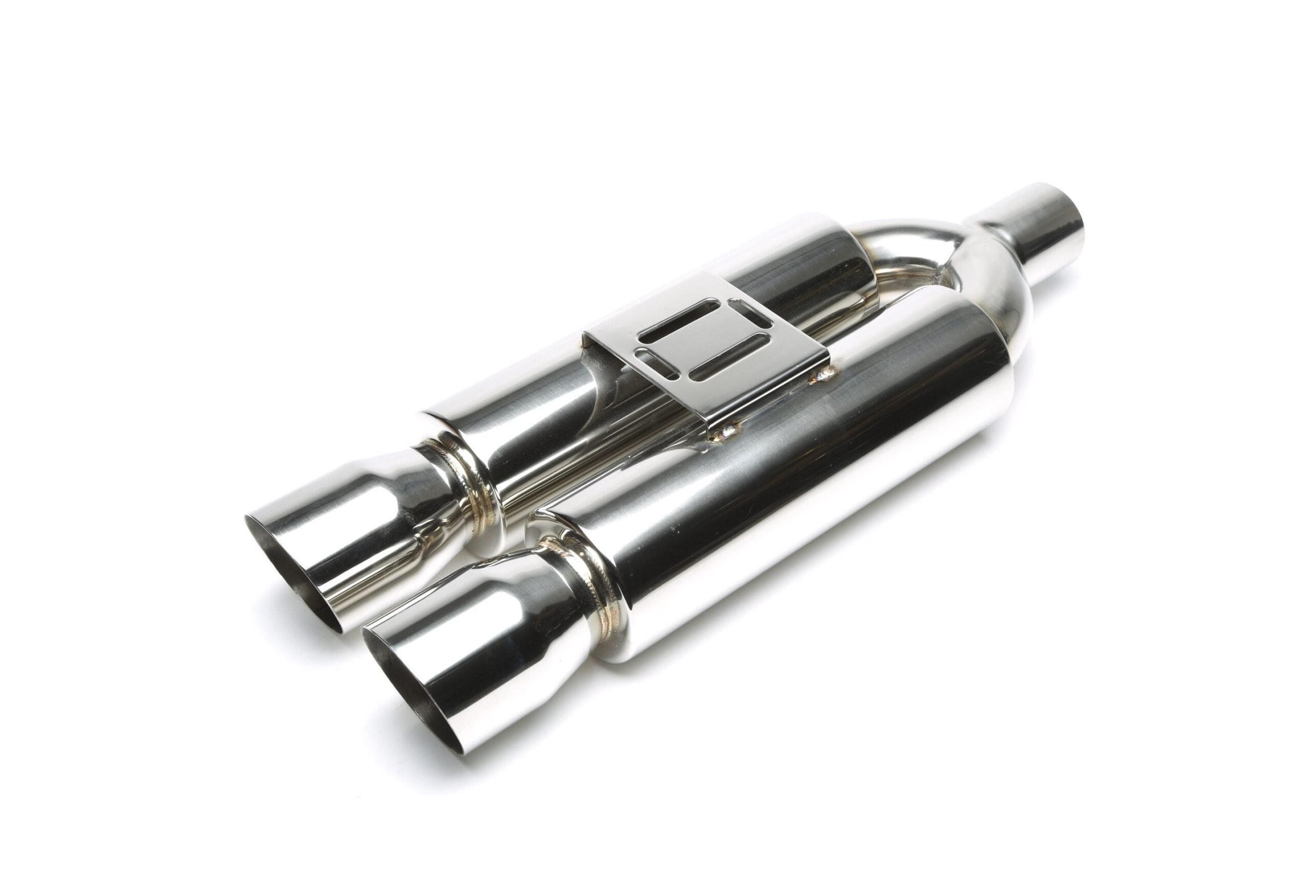 Edelstahl Sportendschalldämpfer universal 2 x 88 x 90mm oval / scharf / angeschrägt